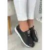 Monya Siyah Cilt Bağcıklı Spor Ayakkabı