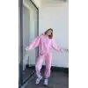 Nakış İşlemeli Üç İplik Sweat Takım- Pembe