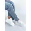 Natte Beyaz Cilt Bağcıklı Spor Ayakkabı