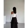 Omuz detaylı kollu bluz beyaz f2336
