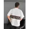 Ön ve Arka Baskılı Oversize Bisiklet Yaka T-shirt - Beyaz