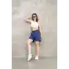 Osy Modal Yumuşak dokulu Kumaş Kadın Kısa Şort - Mavi