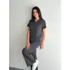 Osy Modal Yumuşak Dokulu Kumaş Kısa Kollu Yakalı T-shirt Pantalon ikili Takım- Antrasit