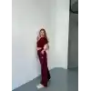 Osy Modal Yumuşak Dokulu Kumaş Nakış işlemeli Rahat Bol Paça Eşofman Pantalon - Bordo