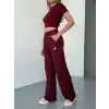 Osy Modal Yumuşak Dokulu Kumaş Nakış işlemeli Rahat Bol Paça Eşofman Pantalon - Bordo