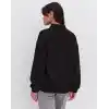 Oversize Yarım Farmuarlı Yakalı Basic SweatShirt - Siyah