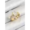 Pirinç  Büyük Zirkon Taşlı Model Gold Renk Kadın Yüzük