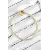 Pirinç Charm Zirkon Taşlı Kalp Model Gold Renk Kadın Bileklik