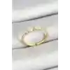 Pirinç Fiyonk Figürlü Zirkon Taşlı Gold Renk Ayarlanabilir Kadın Yüzük