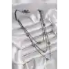 Pirinç Füme Renk 3Lü Yıldız Model Kadın Kolye
