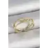 Pirinç Gold Renk 2Li Sıra Zirkon Taş Detaylı Kelebek Figürlü Ayarlanabilir Model Kadın Yüzük
