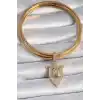 Pirinç Gold Renk Baget Zirkon Taşlı Ajda Charm