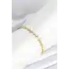 Pirinç Gold Renk Balık Sırtı Model Zirkon Taşlı Kadın Bileklik