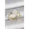 Pirinç Gold Renk Beyaz Gül Model Ayarlanabilir Kadın Yüzük