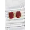 Pirinç Gold Renk Bordo Plaka Vintage Kadın Küpe