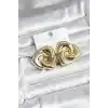 Pirinç Gold Renk Geometrik Vintage Kadın Küpe