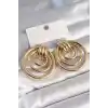 Pirinç Gold Renk Halka Model Kadın Küpe