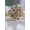 Pirinç Gold Renk İri Zirkon Taşlı Çiçek Figürlü Bileklik