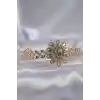 Pirinç Gold Renk İri Zirkon Taşlı Çiçek Figürlü Bileklik