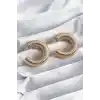 Pirinç Gold Renk İşleme Detay Halka Model Kadın Küpe