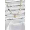 Pirinç Gold Renk Kalp Model Kadın Kolye