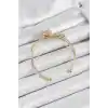 Pirinç Gold Renk Kalpli Zirkon Taşlı Kadın Bileklik