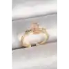 Pirinç Gold Renk Kare Zirkon Taş Model Kadın Yüzük