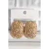 Pirinç Gold Renk Motif İşlemeli Kadın Küpe