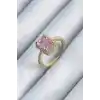 Pirinç Gold Renk Pembe Zirkon Taşlı Kadın Yüzük