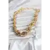 Pirinç Gold Renk Sarmal Halat Model Kadın Kolye