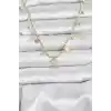 Pirinç Gold Renk Yonca Model Kadın Kolye