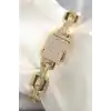 Pirinç Gold Renk Zirkon Taş Detaylı Kare Zincir Model Xuping VIP Exculusive Seri Kadın Bileklik