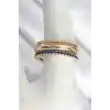 Pirinç Gold Renk Zirkon Taşlı 3Lü Kadın Yüzük
