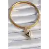 Pirinç Gold Renk Zirkon Taşlı 3D Üçgen Model Ajda Charm