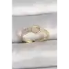 Pirinç Gold Renk Zirkon Taşlı Ayarlanabilir Kadın Yüzük