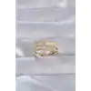 Pirinç Gold Renk Zirkon Taşlı Baget Su Yolu Model Ayarlanabilir Yüzük