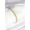 Pirinç Gold Renk Zirkon Taşlı Baklava Model Kadın Bileklik