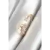 Pirinç Gold Renk Zirkon Taşlı Çiçek Model Kadın Yüzük
