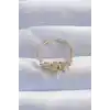 Pirinç Gold Renk Zirkon Taşlı Damla Detay Ayarlanabilir Yüzük