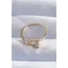 Pirinç Gold Renk Zirkon Taşlı Geometrik Ayarlanabilir Yüzük