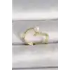 Pirinç Gold Renk Zirkon Taşlı İncili Ayarlanabilir Yüzük