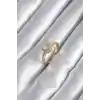 Pirinç Gold Renk Zirkon Taşlı Kalp Charm Model Kadın Yüzük