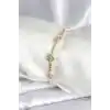 Pirinç Gold Renk Zirkon Taşlı Kalpli Model Kadın Bileklik