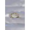 Pirinç Gold Renk Zirkon Taşlı Kalpli Su Yolu Model Ayarlanabilir Yüzük