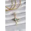 Pirinç Gold Renk Zirkon Taşlı Kutup Yıldızı Nazar Boncuk Detay Ajda Charm