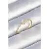 Pirinç Gold Renk Zirkon Taşlı Oval Beyaz Mineli Kadın Yüzük