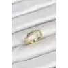 Pirinç Gold Renk Zirkon Taşlı Vintage Kadın Yüzük