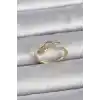 Pirinç Gold Renk Zirkon Taşlı Yılan Ayarlanabilir Model Kadın Yüzük
