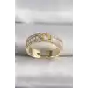 Pirinç Gold Renk Zirkon Taşlı Yıldız İşleme VIP Seri Kadın Yüzük