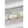 Pirinç Gold Renk Zirkon Taşlı Yıldız Model Ayarlanabilir Kadın Yüzük